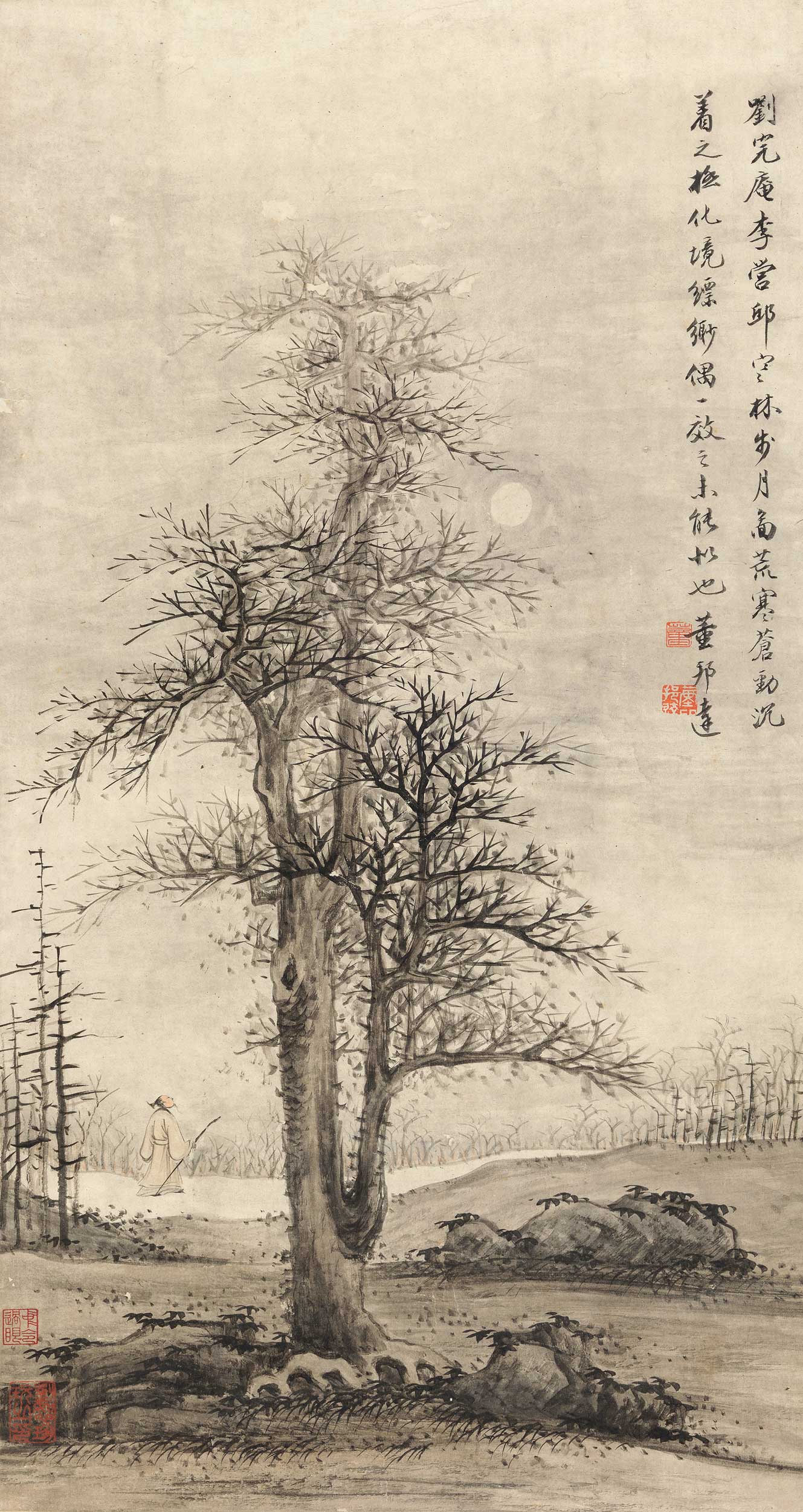 董邦达,董邦达-寒林步月图,董邦达作品拍卖预展,董邦达作品拍卖价格